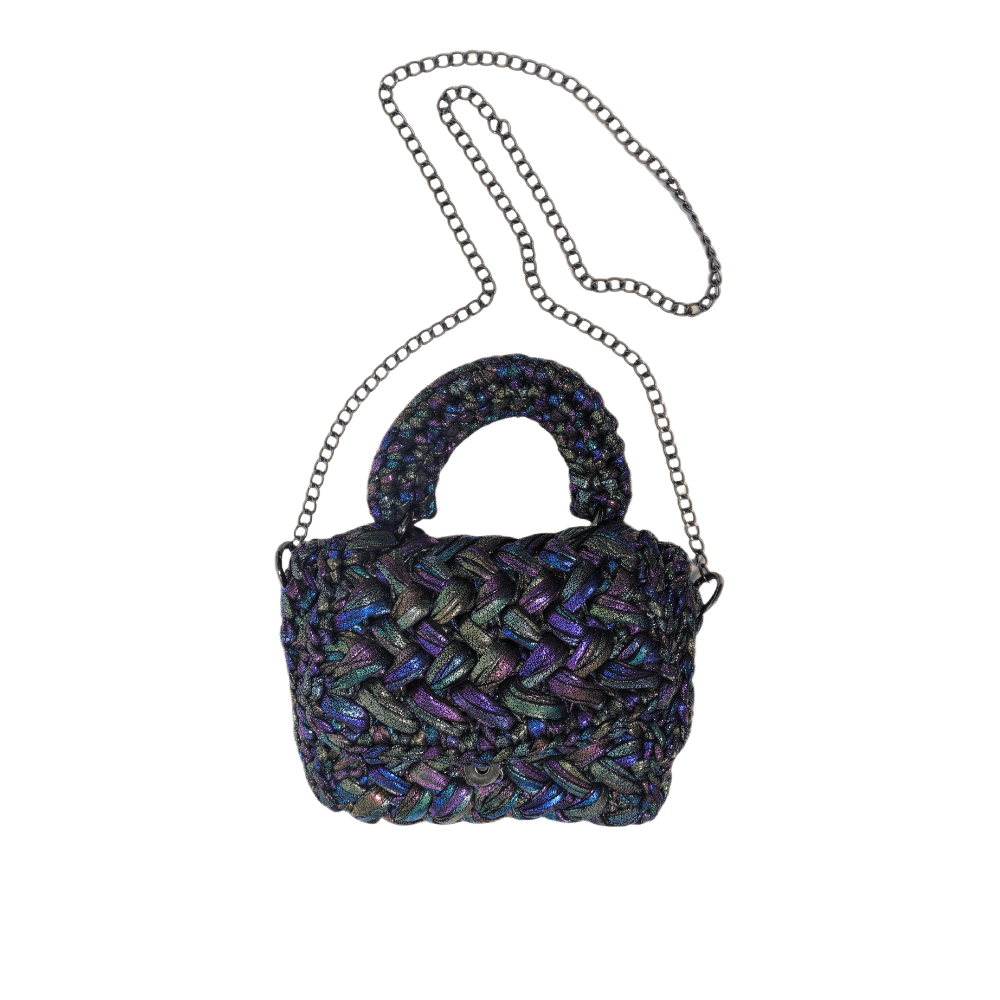 Lucia Puff Metallic Crossbody - Midnight Black