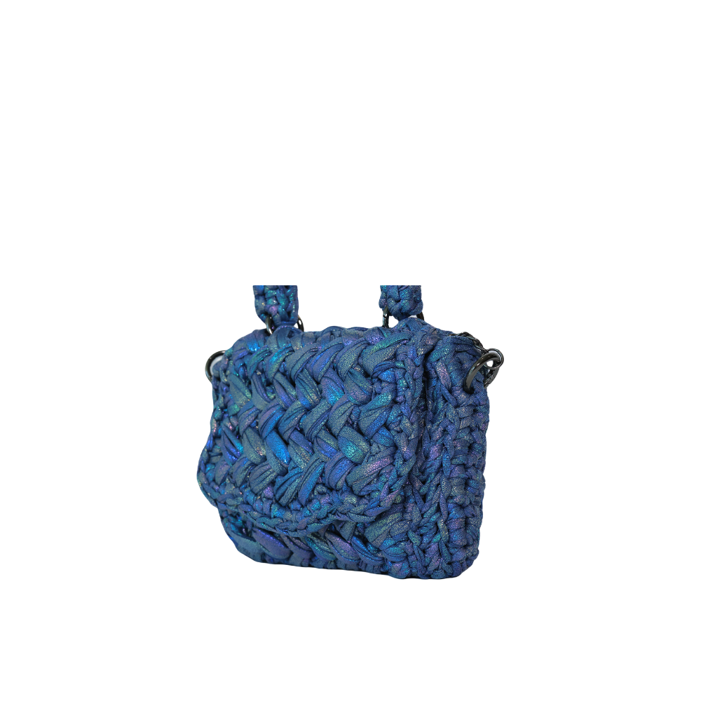 Lucia Puff Metallic Crossbody - Blueberry Blue