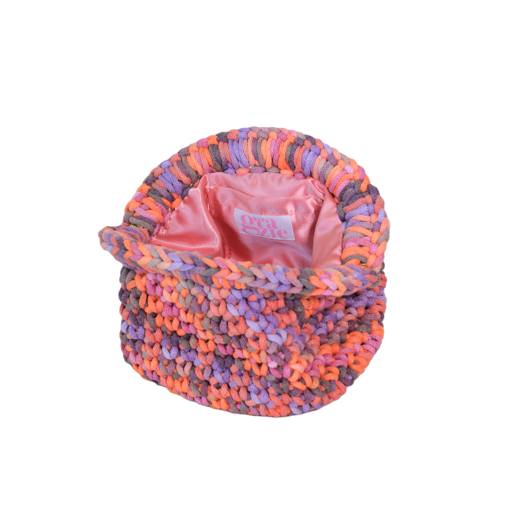 Chiara Macrame Clutch - Honey Orange & Strawberry Pink