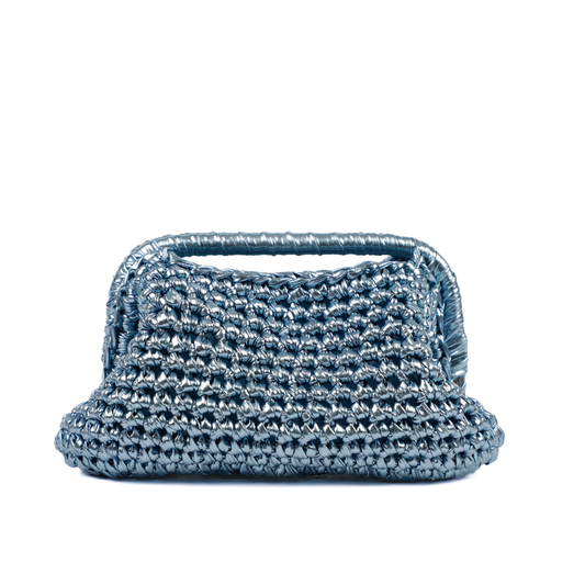 Adele Metallic Open Clutch - Baby Blue