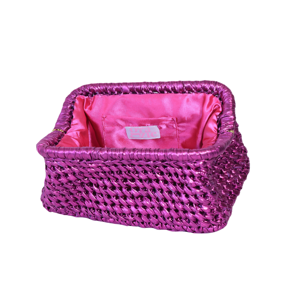 Bianca Metallic Clutch - French Fuchsia