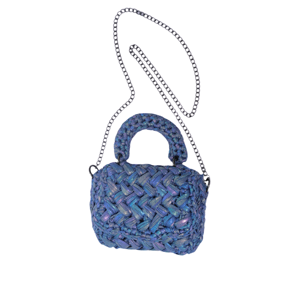 Lucia Puff Metallic Crossbody - Blueberry Blue