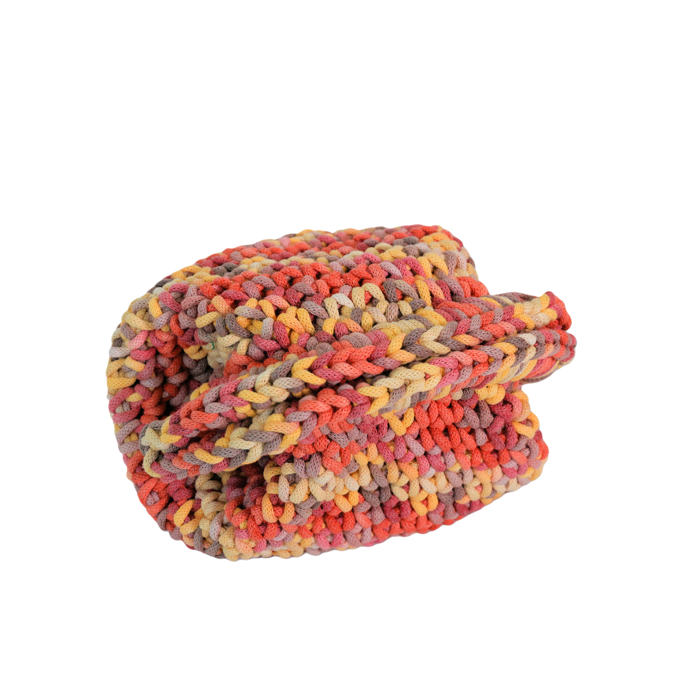 Chiara Macrame Clutch - Berry Red & Sand Yellow