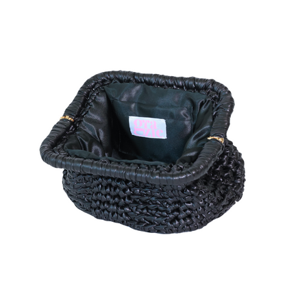 Bella Metallic Clutch - Matte Black