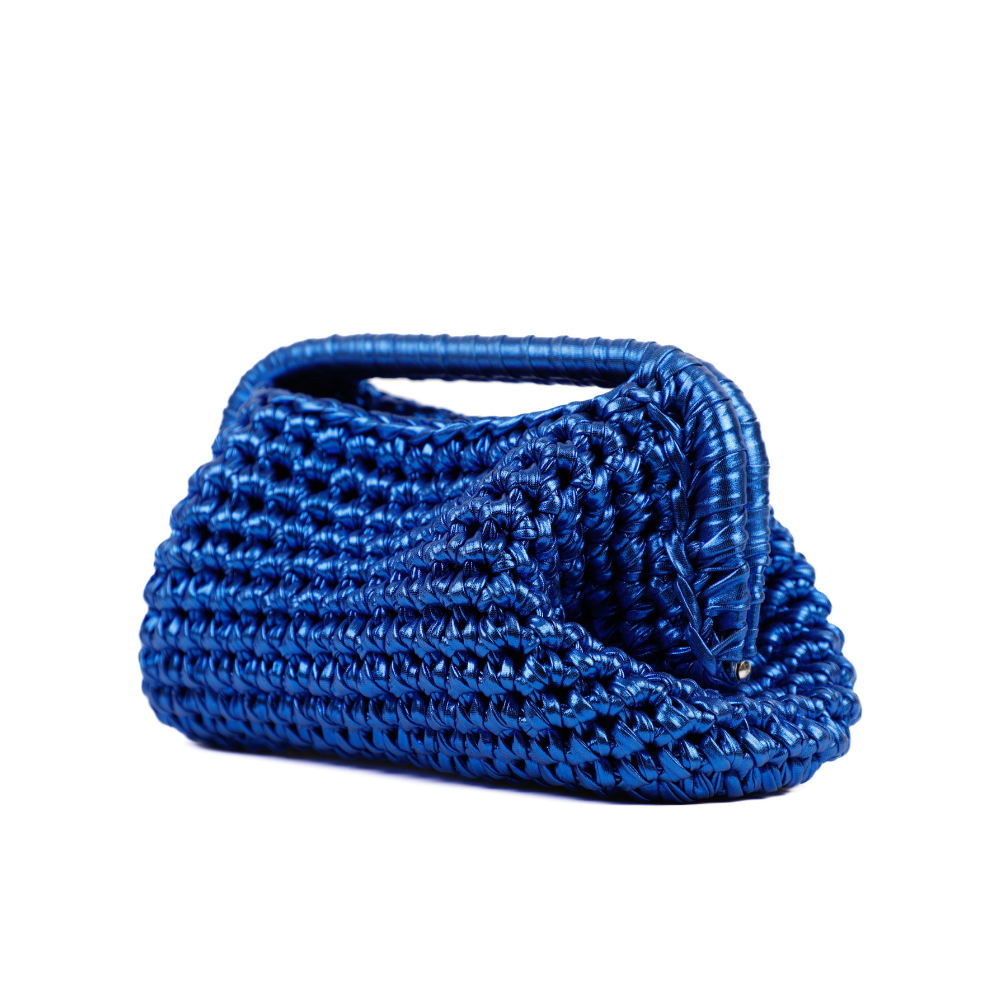 Adele Metallic Open Clutch - Royal Blue