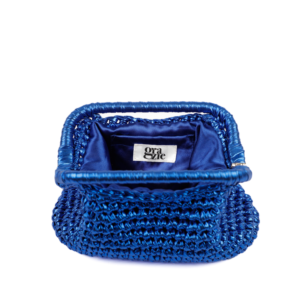 Adele Metallic Open Clutch - Royal Blue