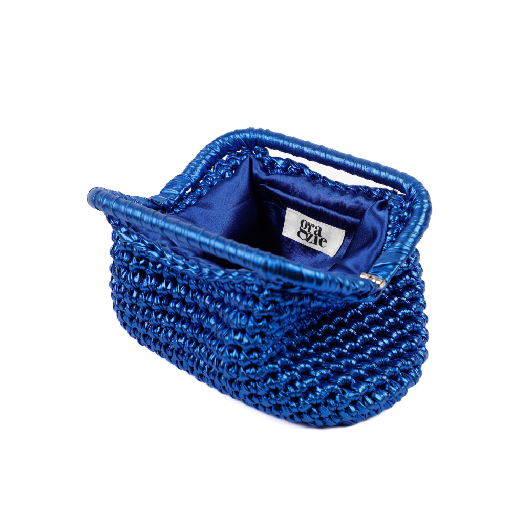 Adele Metallic Open Clutch - Royal Blue