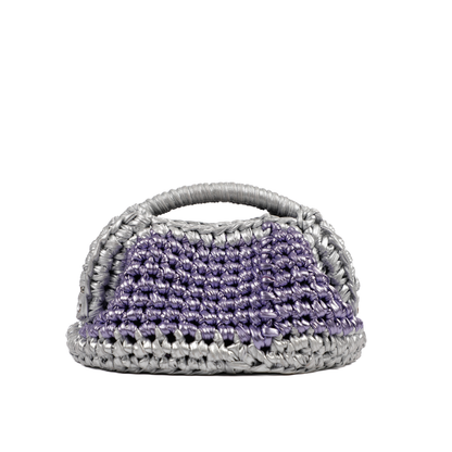 Barbara Metallic Oval Clutch - Purple & Silver
