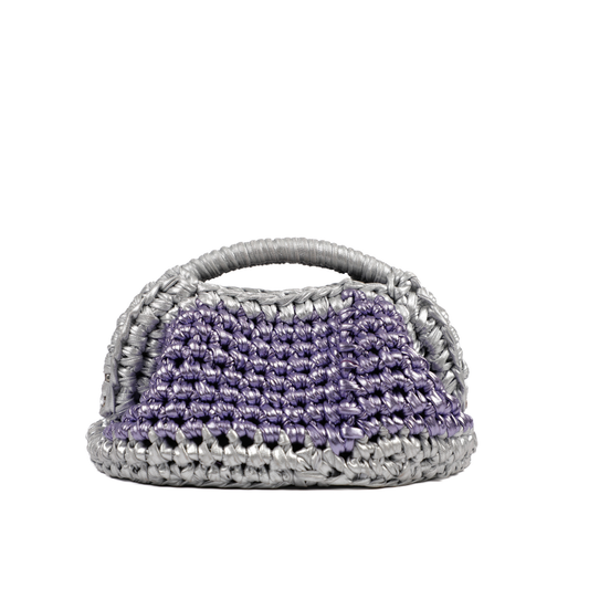 Barbara Metallic Oval Clutch - Purple & Silver