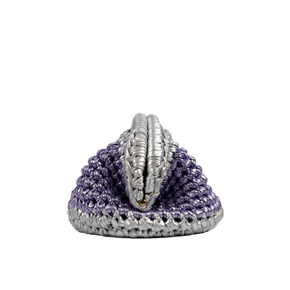 Barbara Metallic Oval Clutch - Purple & Silver