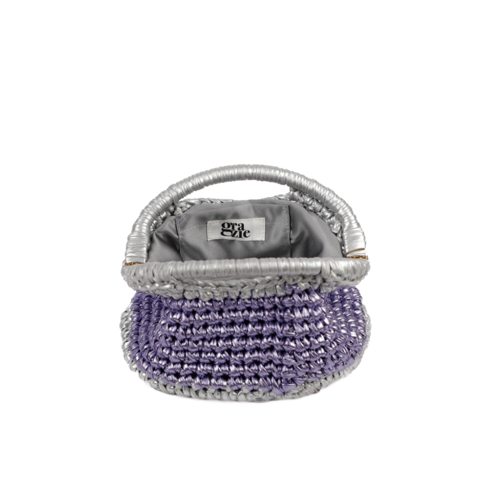 Barbara Metallic Oval Clutch - Purple & Silver