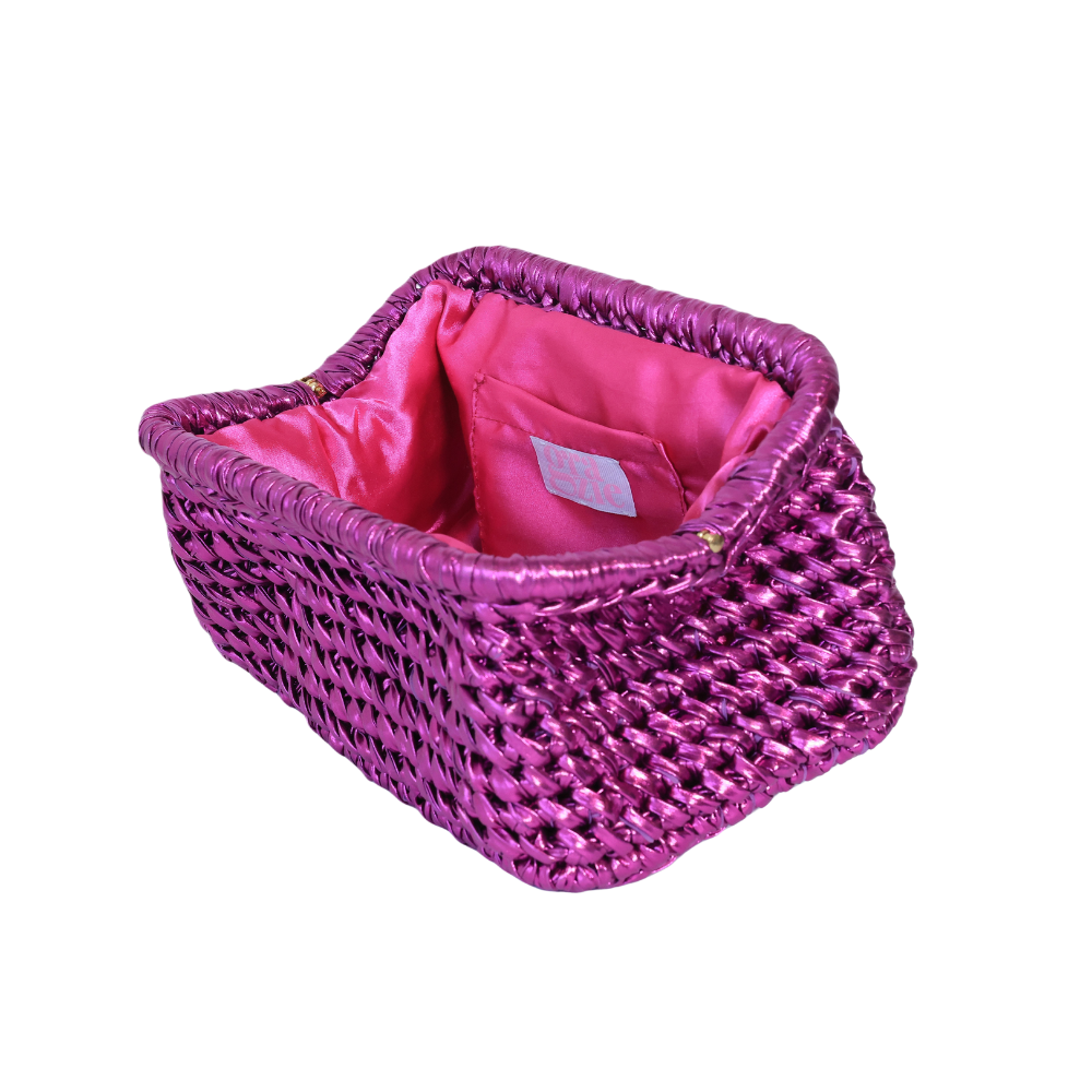 Bianca Metallic Clutch - French Fuchsia