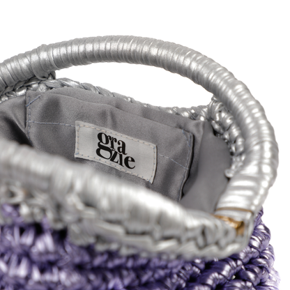Barbara Metallic Oval Clutch - Purple & Silver