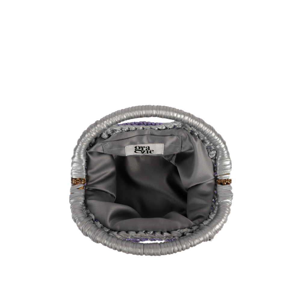 Barbara Metallic Oval Clutch - Purple & Silver