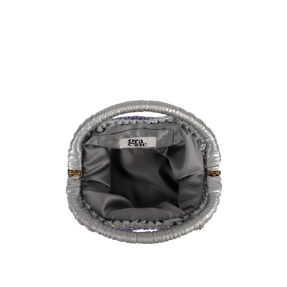 Barbara Metallic Oval Clutch - Purple & Silver