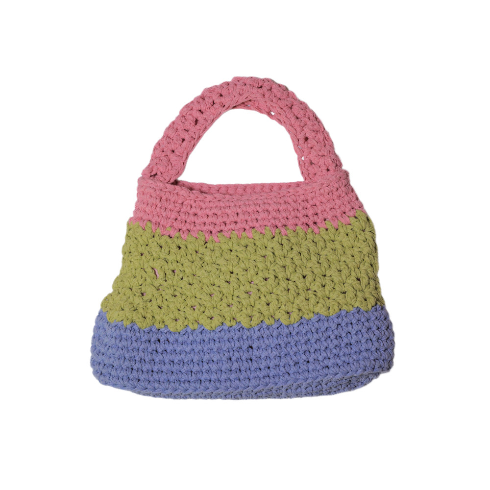 Emilia Macrame Handbag - Tricolor Green Pink Blue